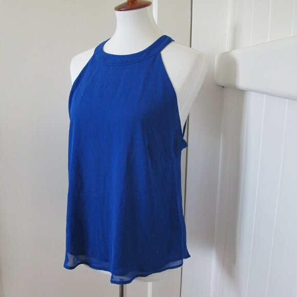 Naked Zebra | Royal Blue Strappy High Neck Collar Button Back - Picture 4 of 13